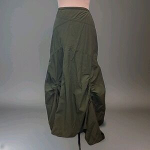 Hanna Skirt Womens 0 Green Draped Maxi Balloon Parachute Elastic Waist Boho READ